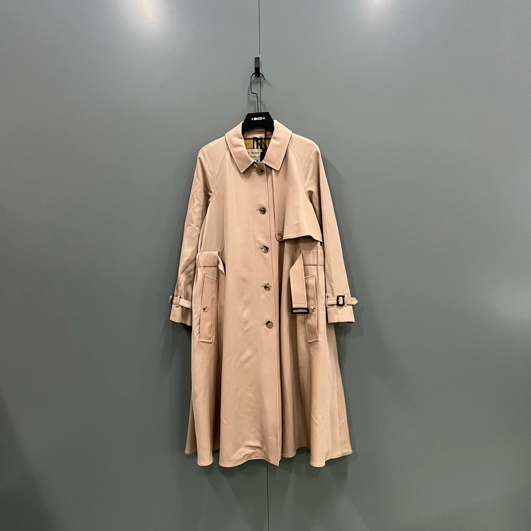 99新 BURBERRY/博柏利 (zz7）淡粉色长款风衣外套 40码/103080