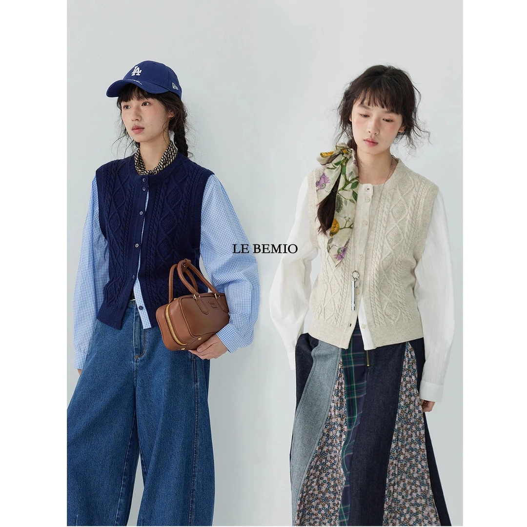 【王雪糕专属】「白描工作间」"西莱斯特"美丽诺羊毛假两件针织开衫