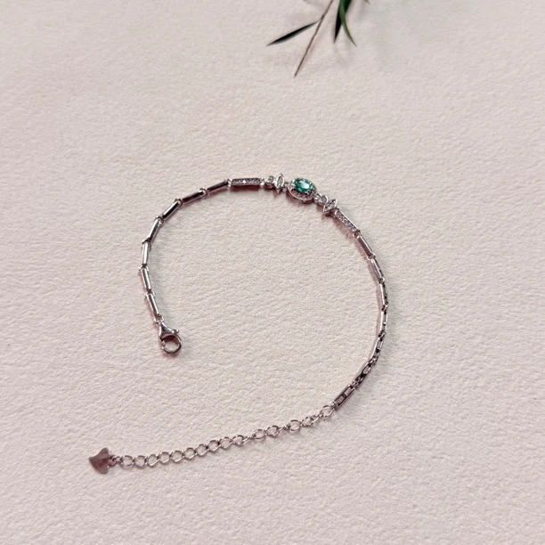 【六六中古】孤品精美祖母绿s925手链ty2952手围19以内