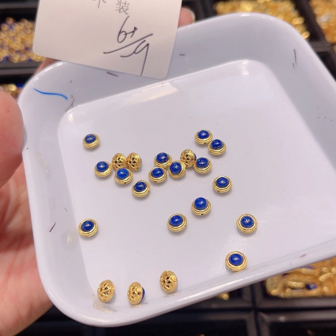 水晶珠宝半成品银S925镀金镶嵌125 。