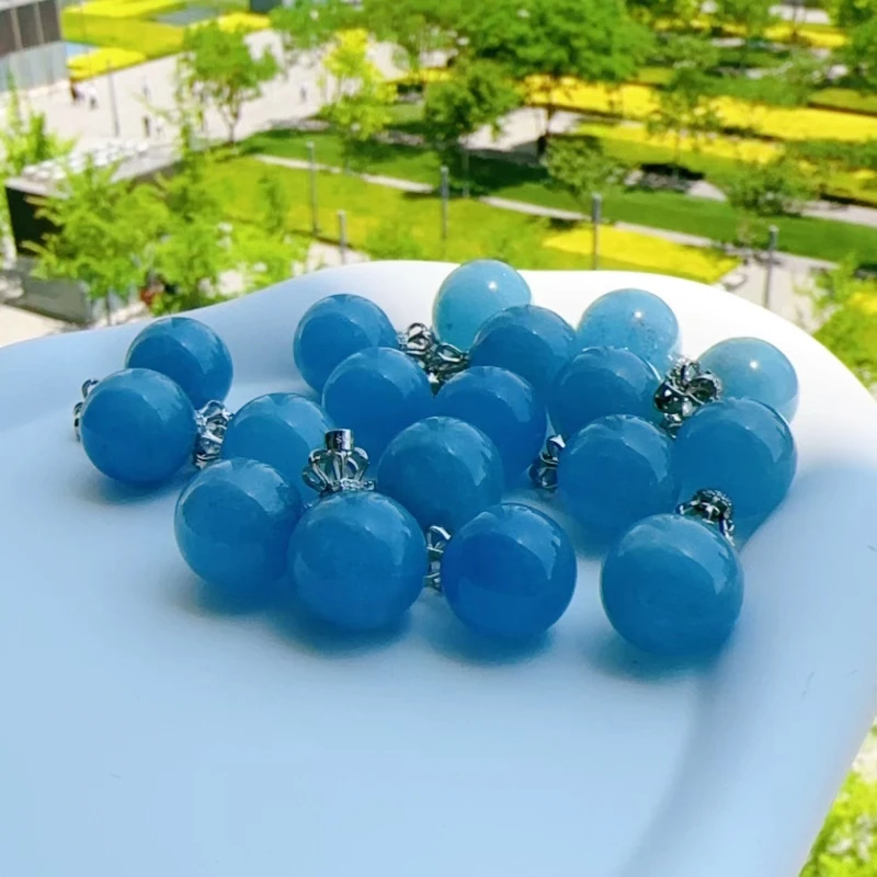 海蓝球形圆形吊坠  百搭气质设计夏季少女精致ins多样性发一