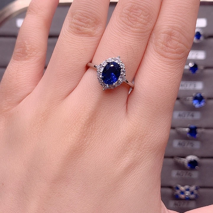戒指蓝宝石银S925镶嵌
