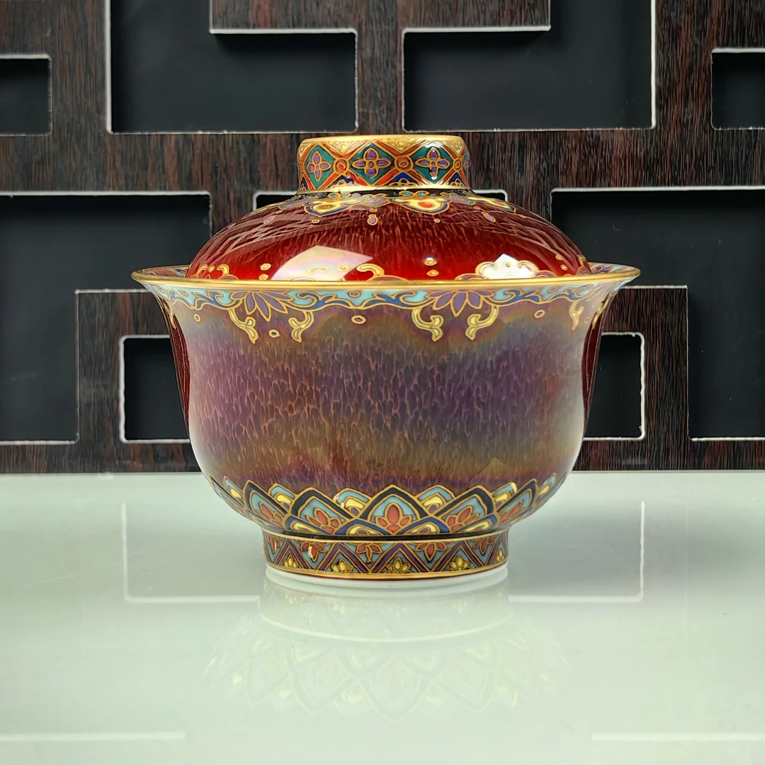 觅纤 郎红珐琅盖碗-150毫升 MQ63