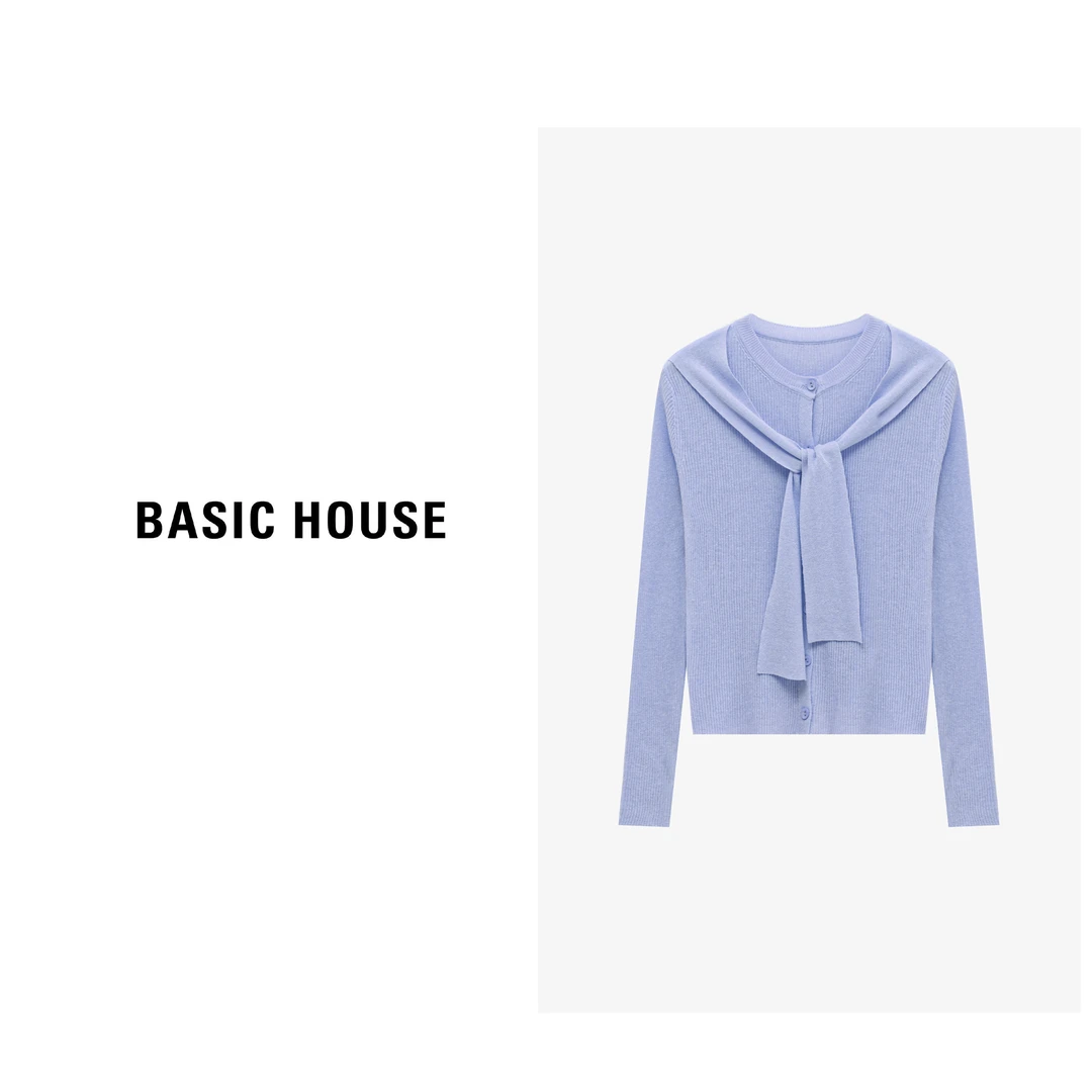Basic House/百家好春季新款时尚假两件披肩针织衫-B0625H5R992