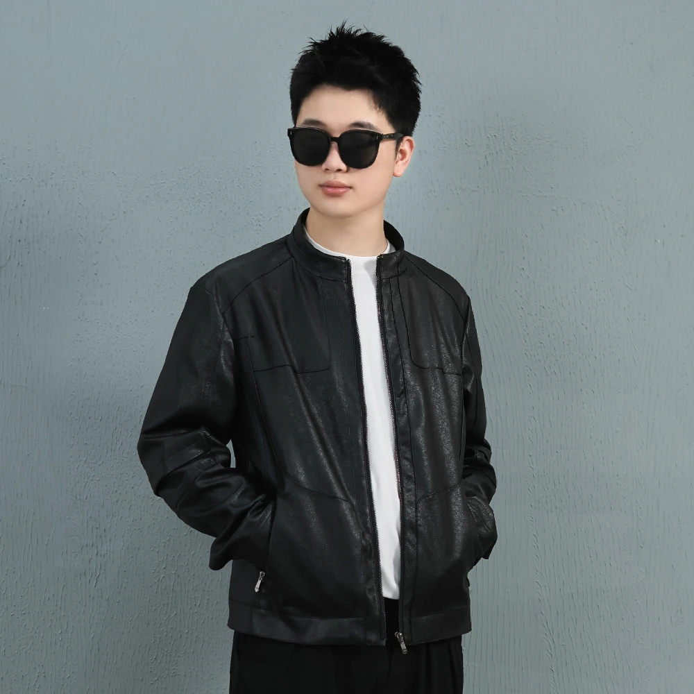 BLACK ADAM 立领真皮皮衣ZL8002 男士黑色外套休闲百搭经典春秋