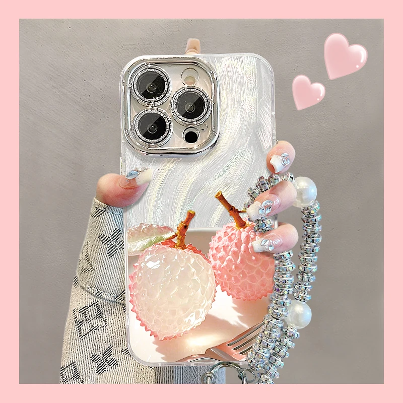 水晶荔枝适用苹果15华为vivo/oppo小米iPhone16精孔羽纱纹手机壳
