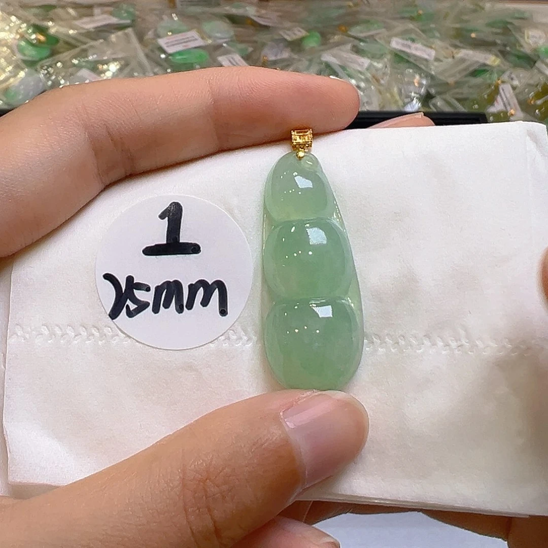 翡翠18K金镶嵌吊坠(不含链)翡翠
