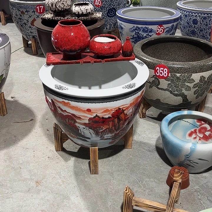 幸***树景德镇陶瓷鱼缸艺术