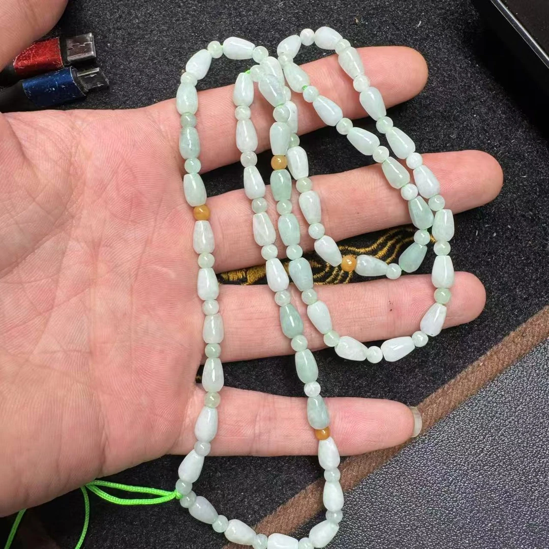 天然缅甸a货翡翠米珠项链绳 V1791—多样性发