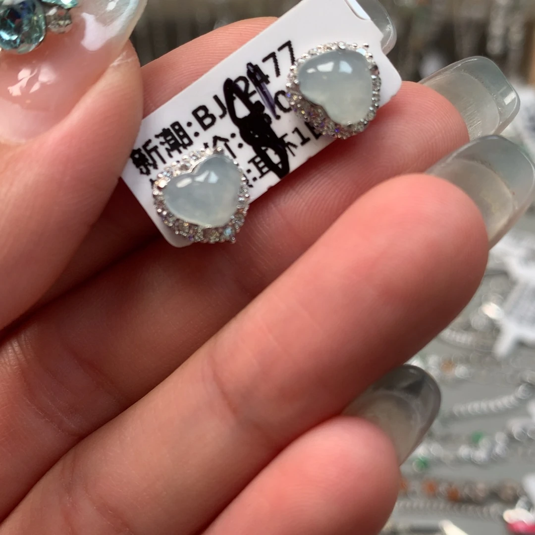 翡翠银S925镶嵌吊坠(不含链)耳钉