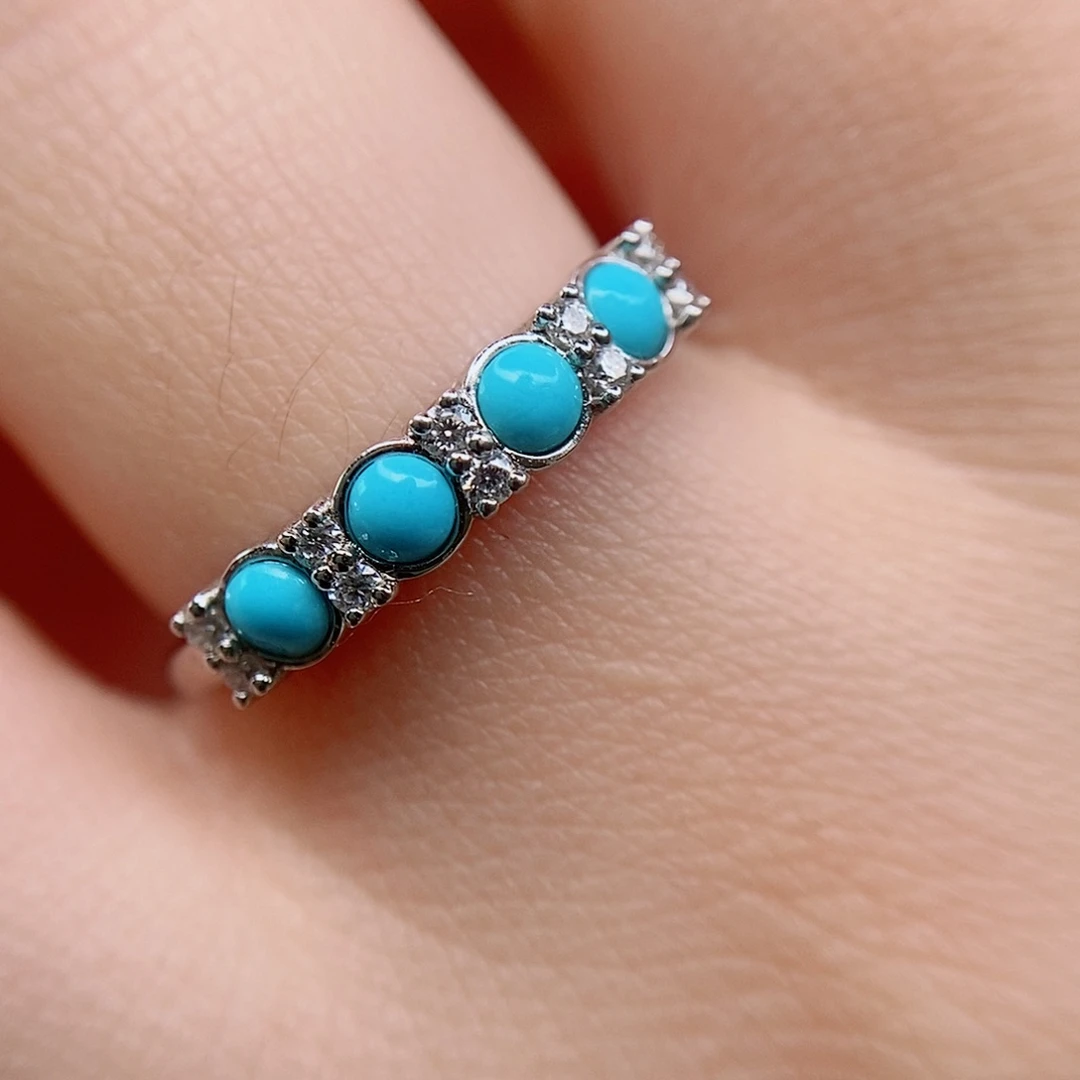 绿松石戒指银S925镶嵌