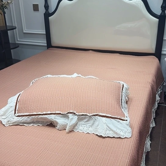 竹子纤维三件套粉色色织棉