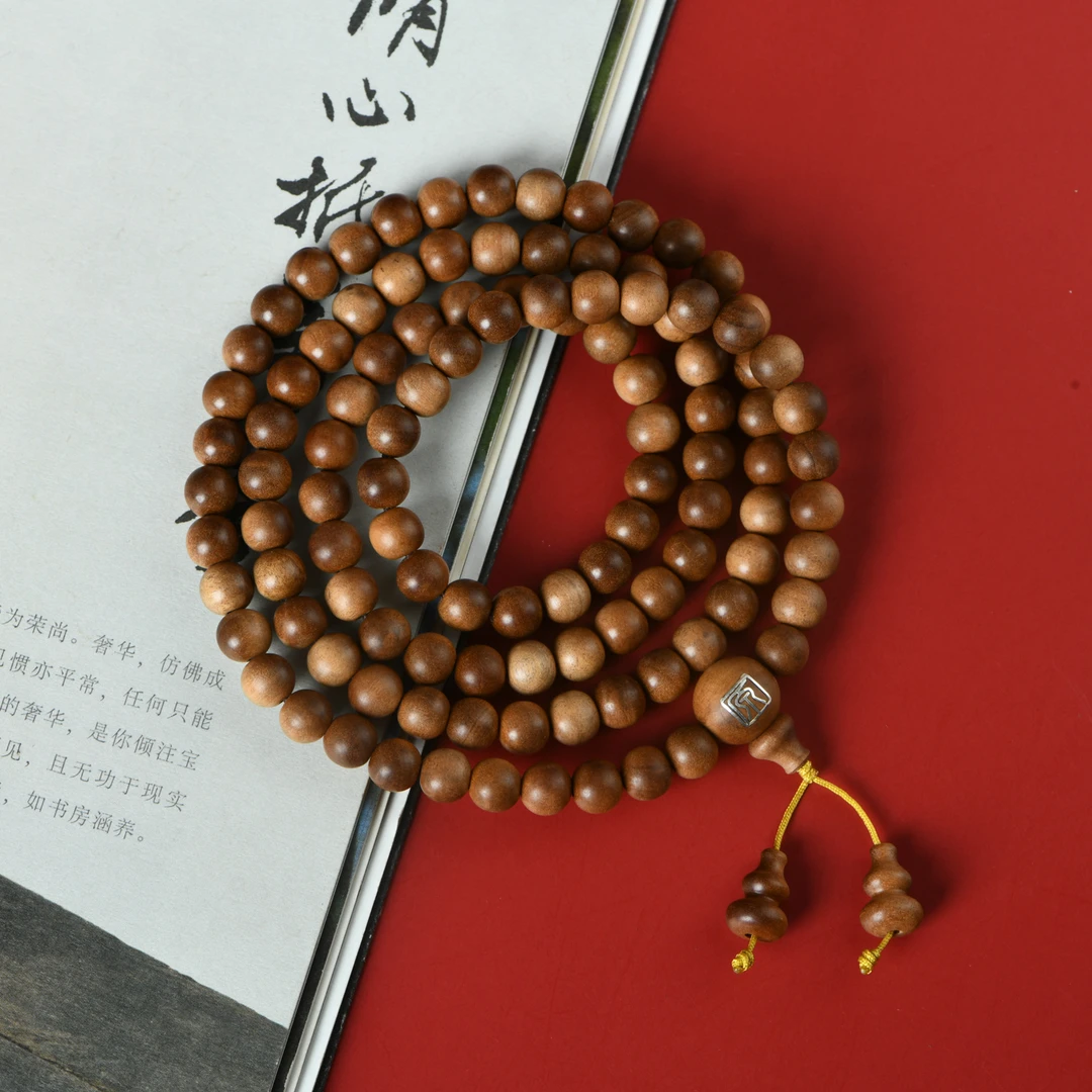 印度老山檀香醇化老料横纹黑肉0.6念珠108颗原拙限量款