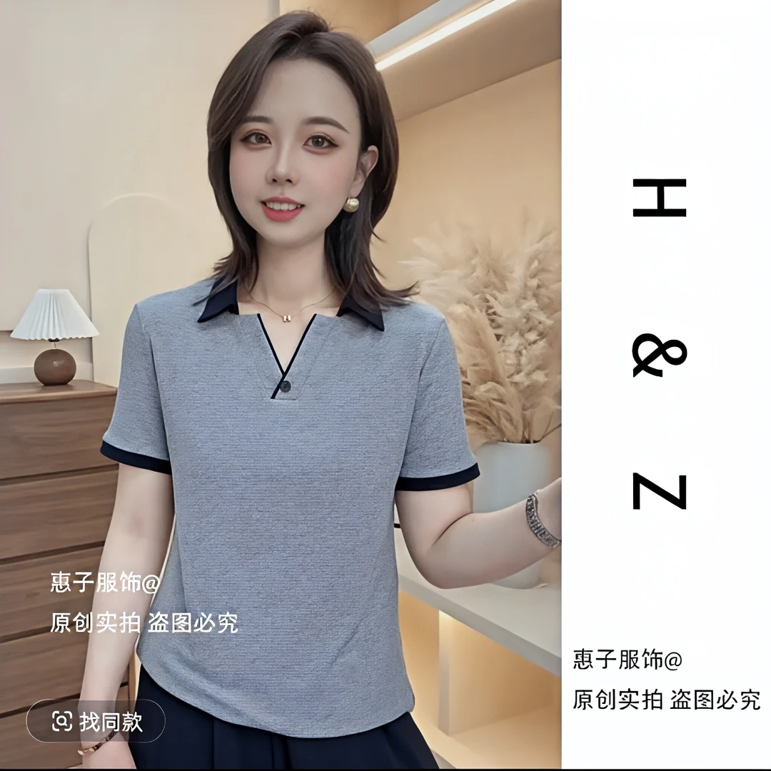 【惠子服饰】2025新款短袖T恤夏季休闲时尚设计洋气百搭女士上衣