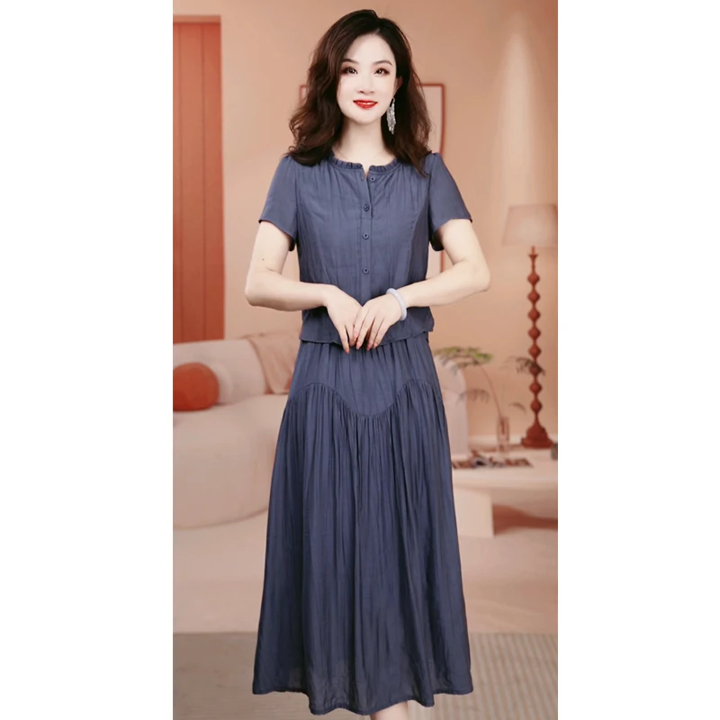 【HT-X101】2025夏季气质修身显瘦优雅碎花女装连衣裙大码洋气女款