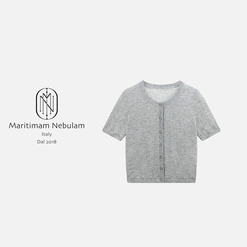 MN"100水溶羊毛"圆领针织开衫单排扣上衣 SZ1186