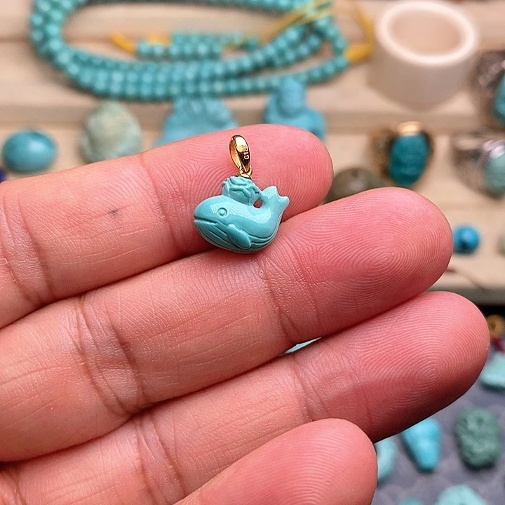 绿松石18K金镶嵌吊坠(不含链)