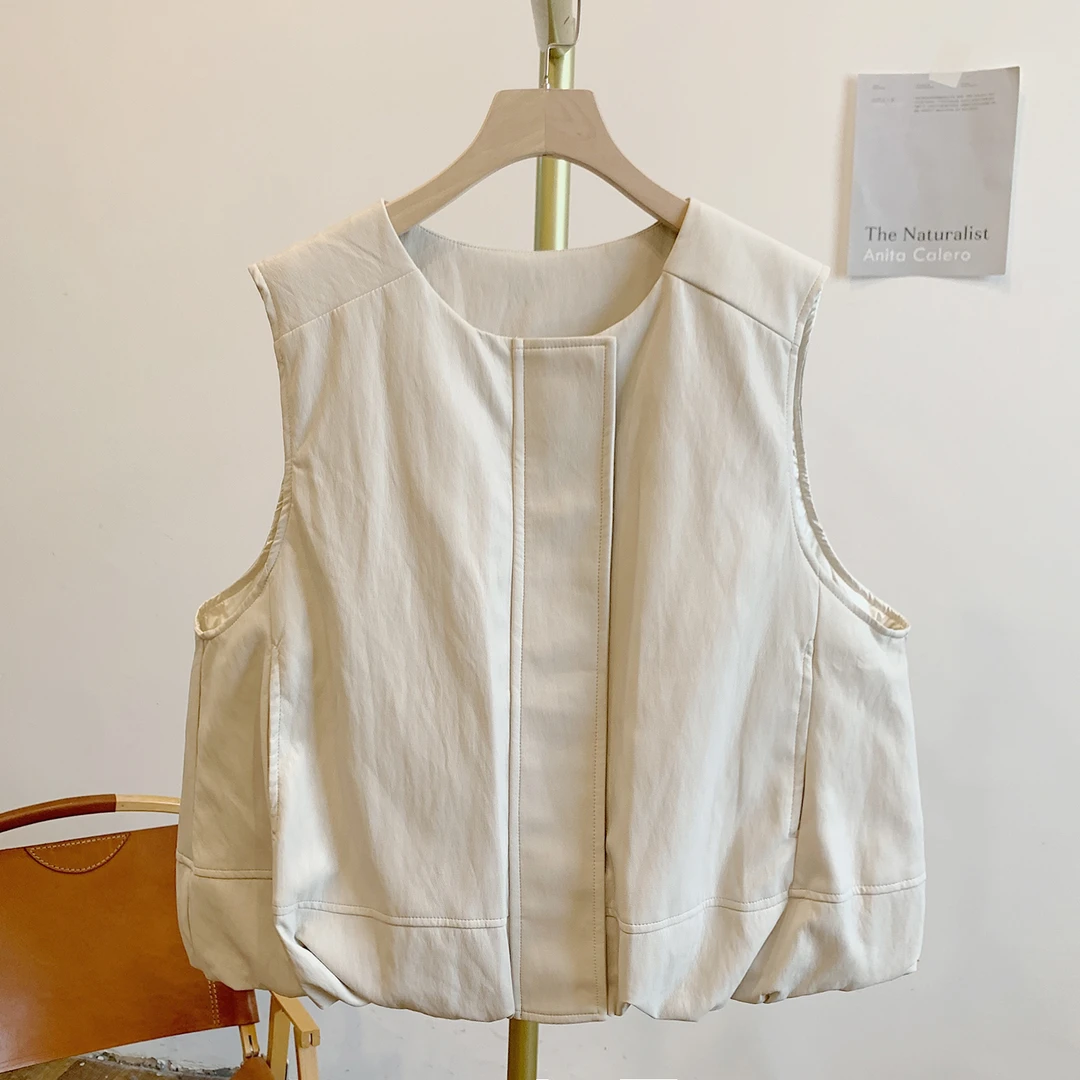 甜酷搭档C5085拉链圆领PU羽绒马甲