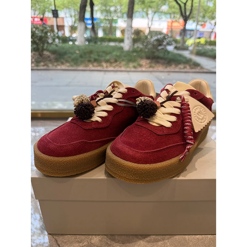 松栗牛皮拼接休闲鞋1826