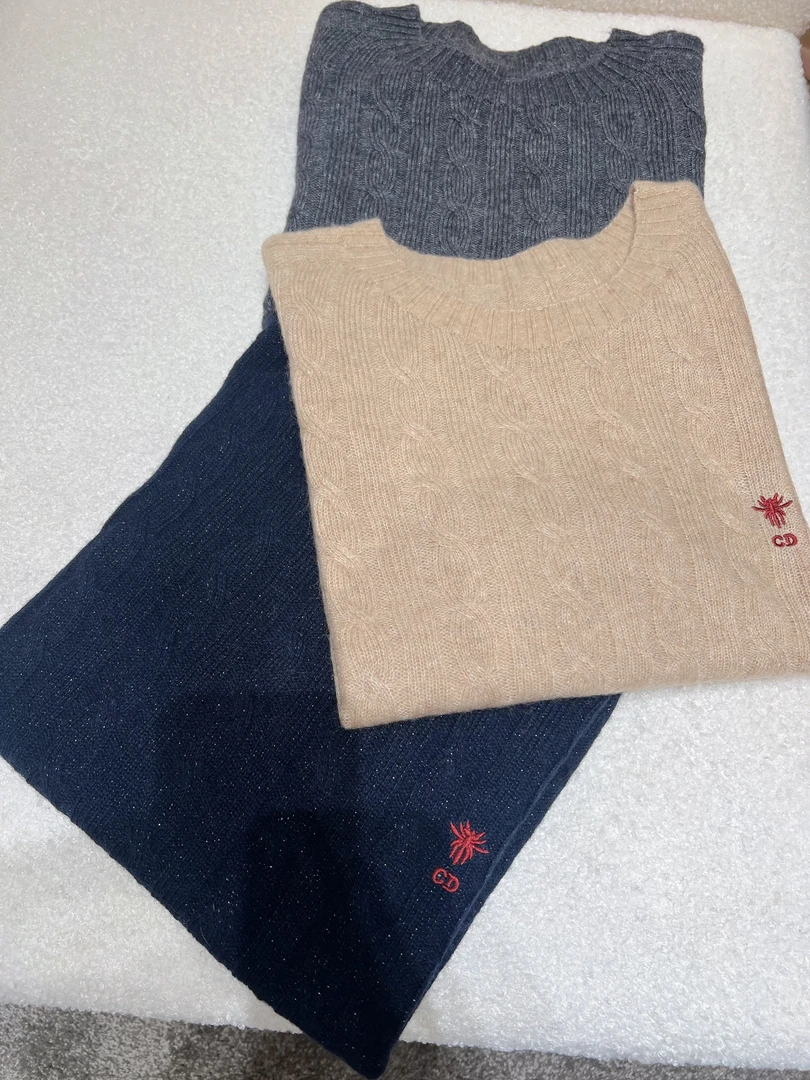 提花针织网红保暖休闲常规款圆领羊绒衫百搭刺绣女