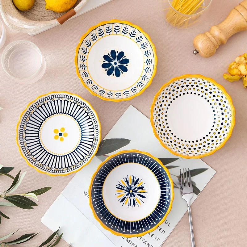 北欧风陶瓷碗家用拉面碗面碗饭碗沙拉碗高颜值米饭碗釉下彩沙拉碗