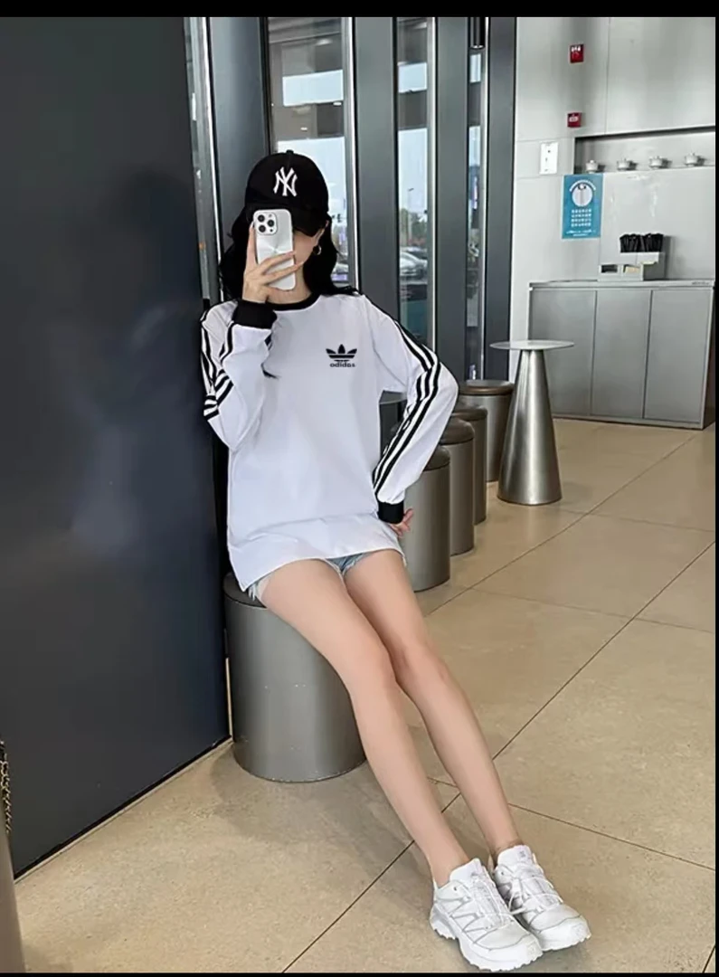 2025春秋时尚宽松男女圆领T恤休闲时尚运动上衣5826