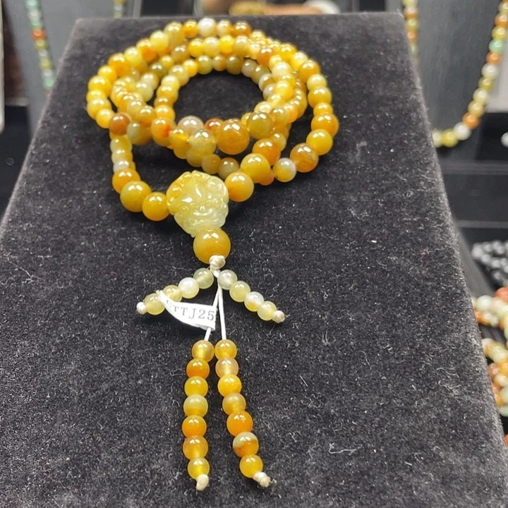 翡翠未镶嵌颈饰全黄项链