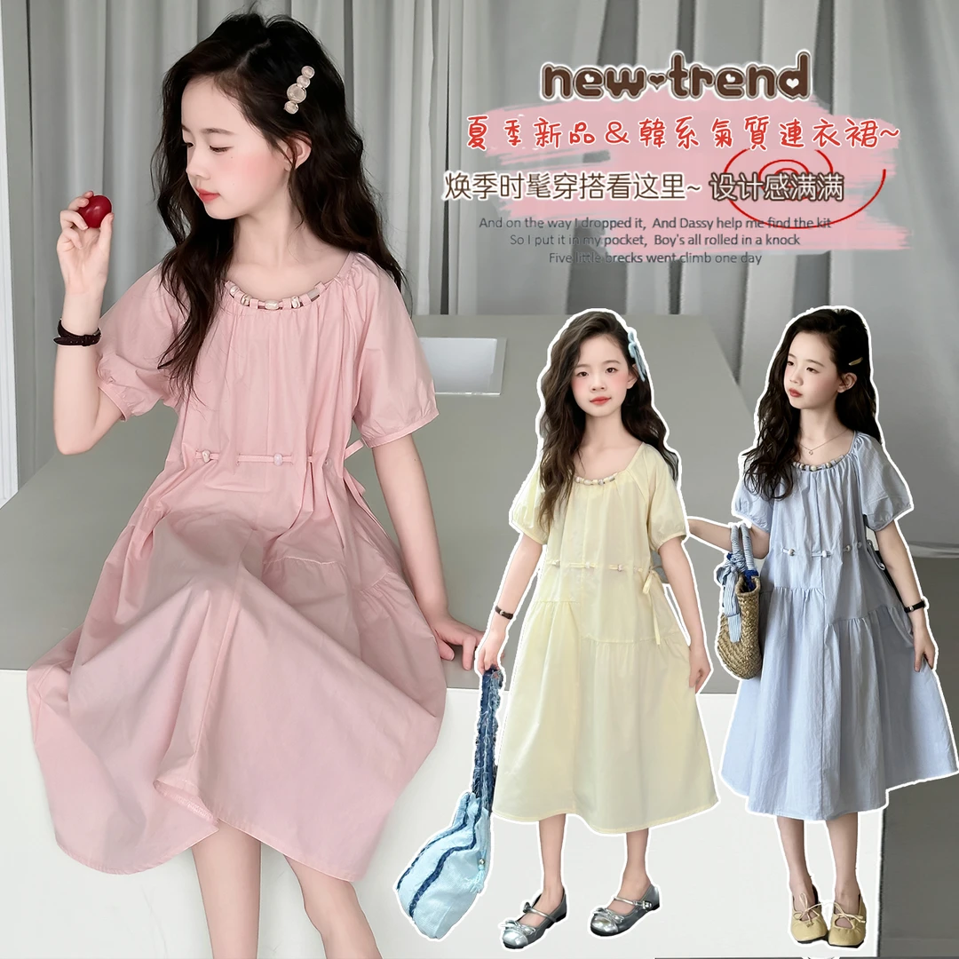 女童连衣裙夏季薄款2025新款中大童收腰公主裙女孩沙滩裙儿童裙子