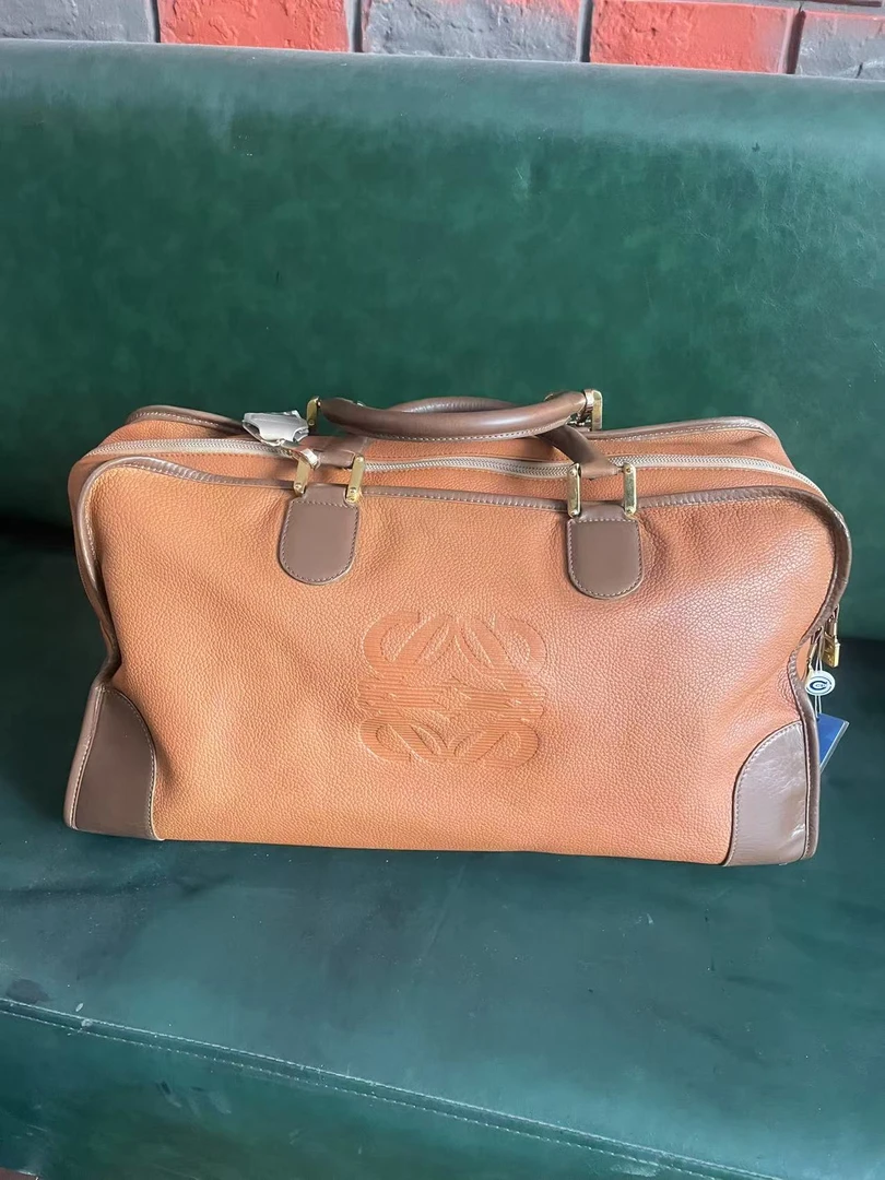 95新 LOEWE/罗意威 落日金棕amz拼色50手提旅行商务包 男包