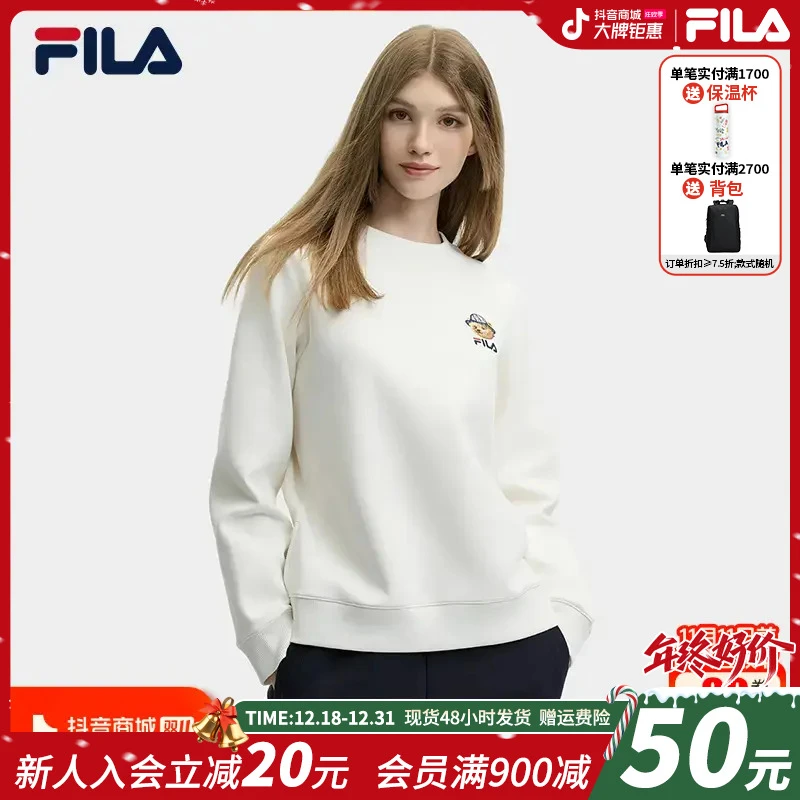 Fila/斐乐秋季新款女针织套头衫休闲百搭长袖舒适卫衣F11W448214F
