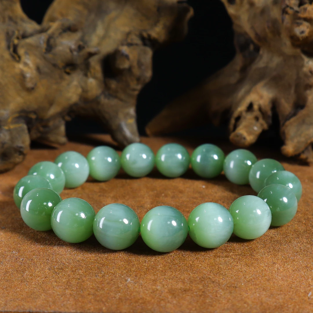 【周年庆限定】Z和田玉2猫眼手串丨天然玉石多样性发一12MM  S1209