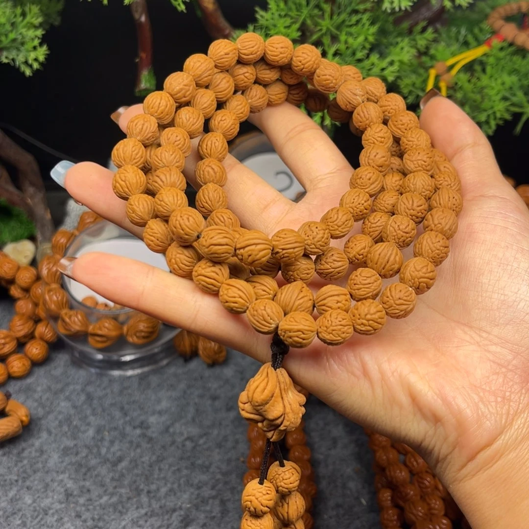 手串桃核桃核脖挂野生脑纹108