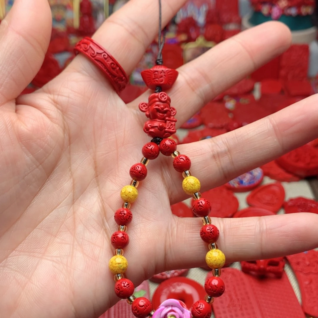 天然辰砂工艺品朱砂手机坠