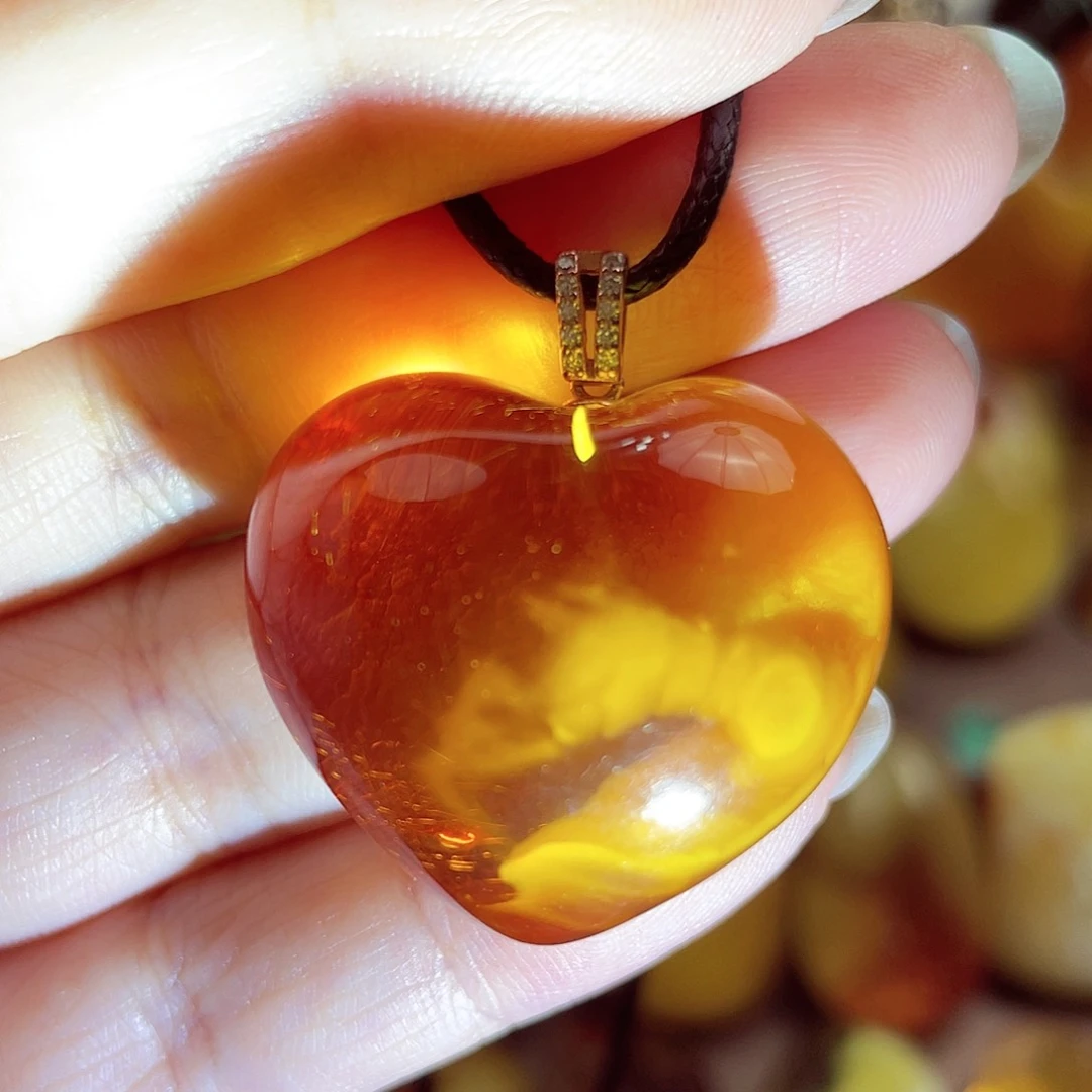 琥珀戒指银S925镶嵌吊坠