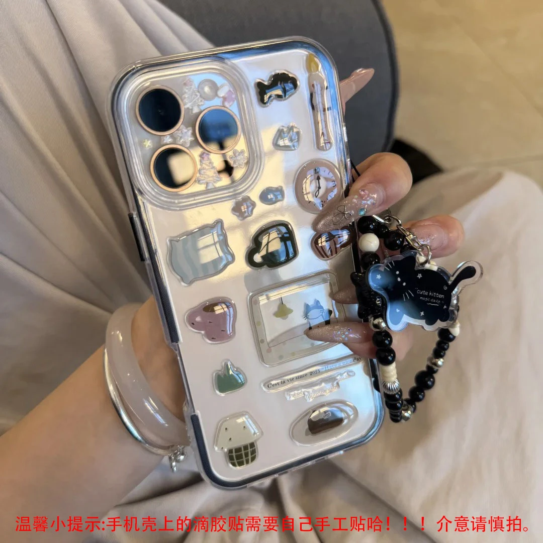 抱枕小黑猫边款二合一适用苹果16女壳iPhone14/15/13pro/11全包款