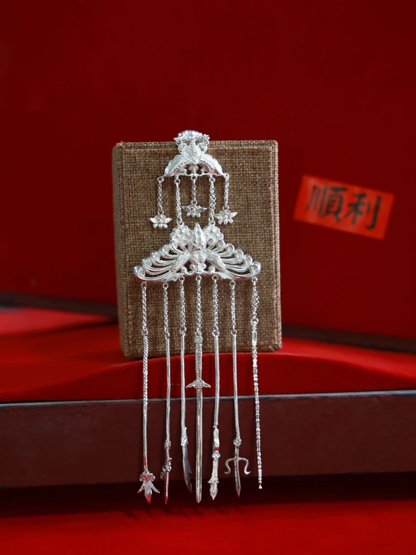 足银胸针 新中式压襟老银民族风仿古