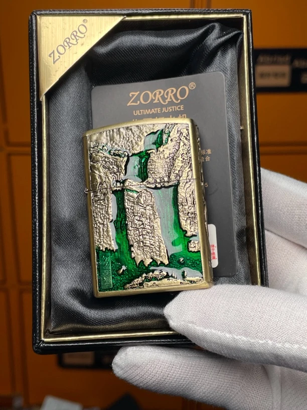 微瑕 Zorro佐罗 黄铜六面浮雕高山流水唐草纹煤油打火机zk37-1