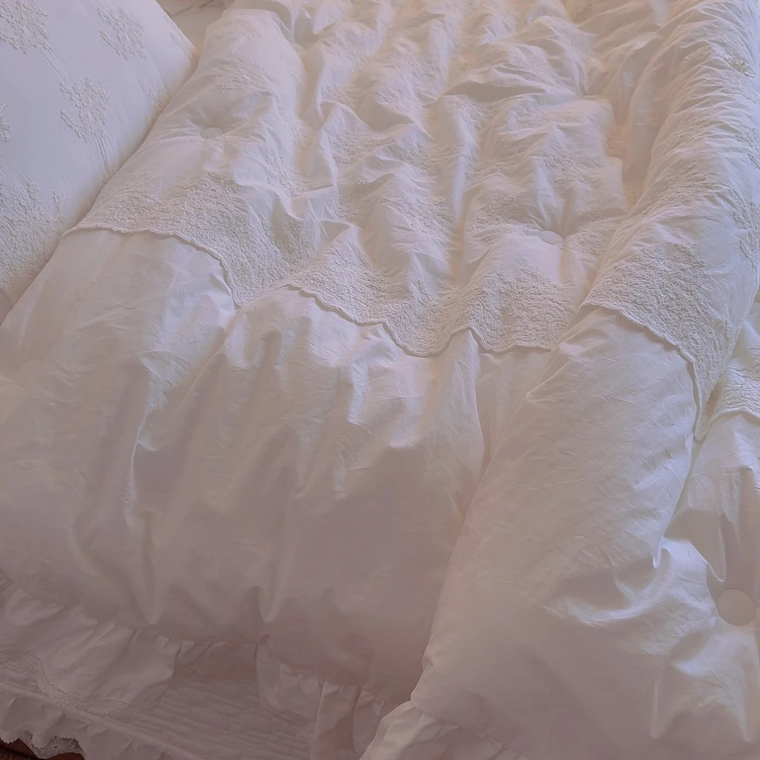 棉白色卡尔斯春秋被床盖四件套春秋200×230床盖240×2