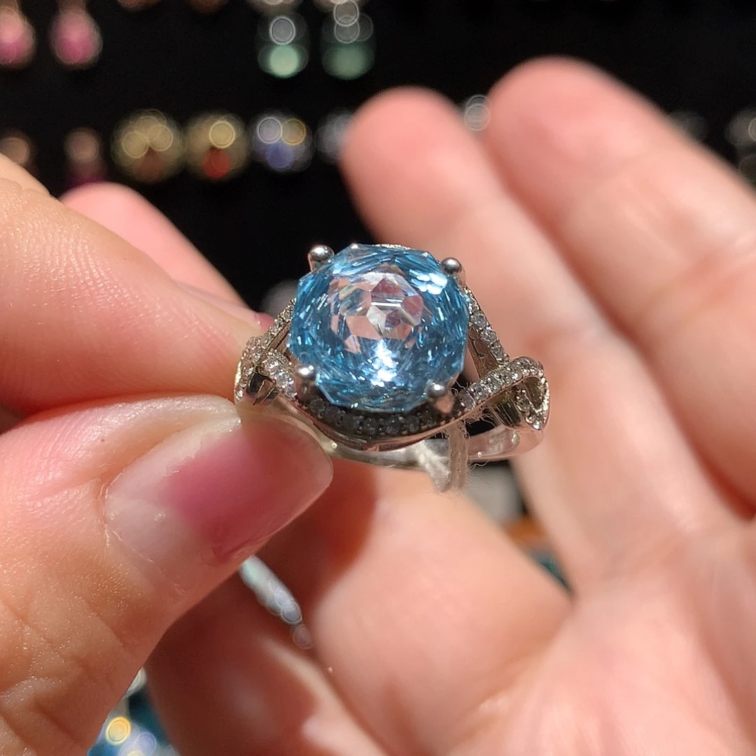 托帕石戒指银S925镶嵌