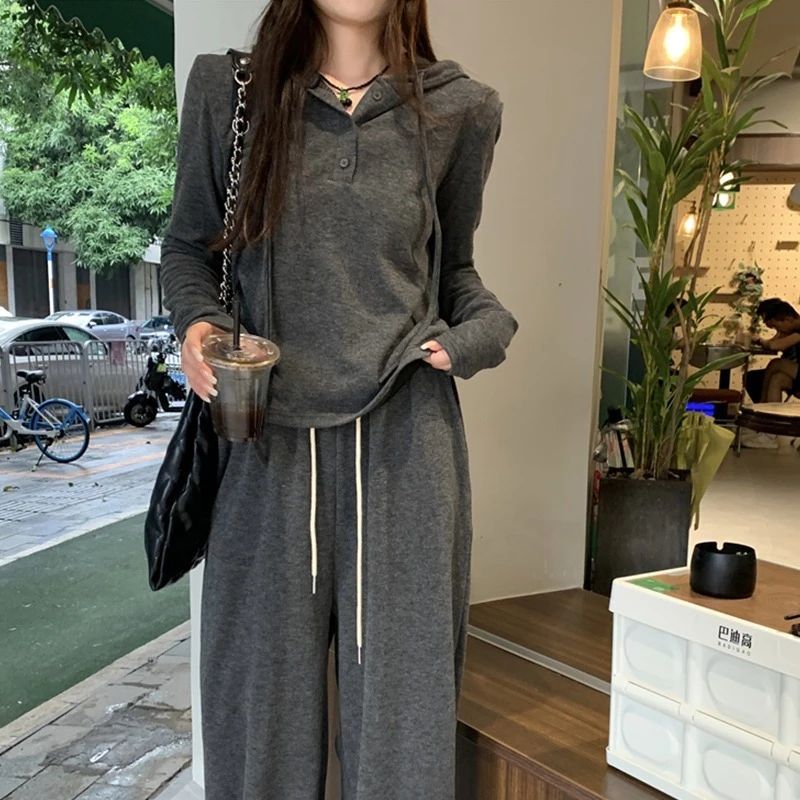 新款显瘦运动套装女春秋学生宽松韩版时尚卫衣休闲服两件套阔腿裤