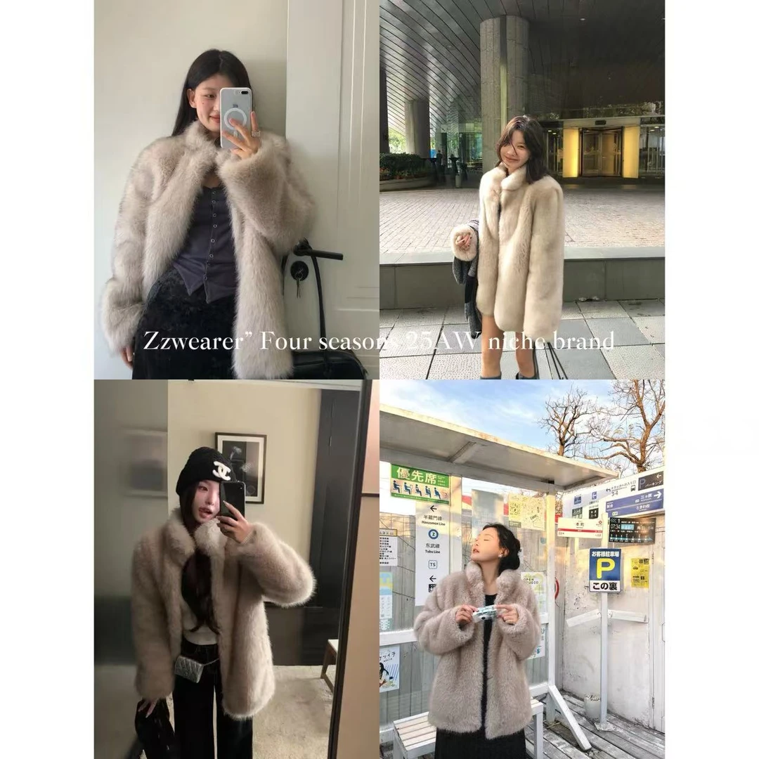 Zzwearer”25/AW“富家千金”仿狐狸毛立领气质渐变色环保毛毛外套