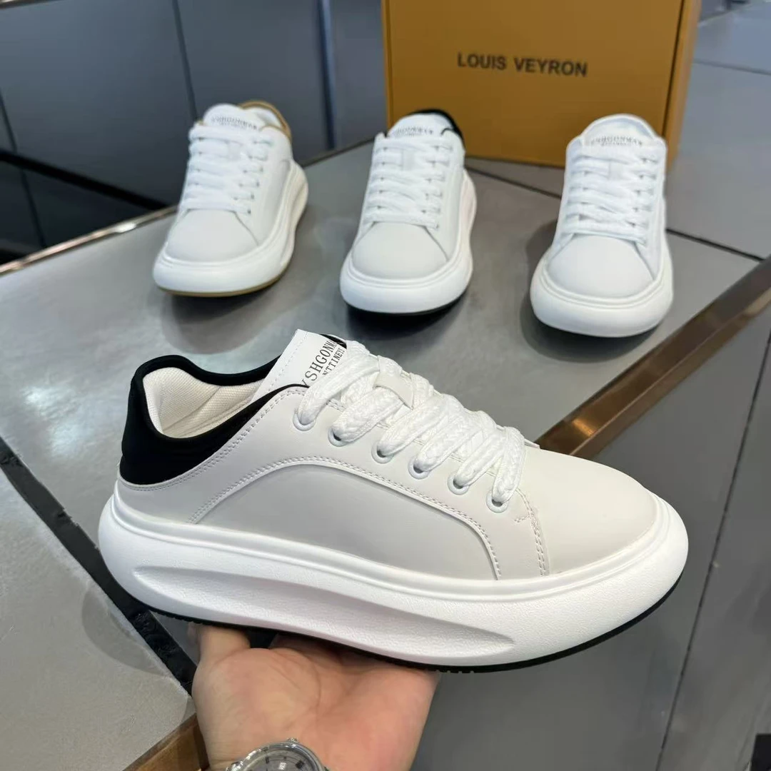 轻奢厚底增高板鞋低帮男鞋皮面休闲鞋小白鞋时尚男士运动鞋