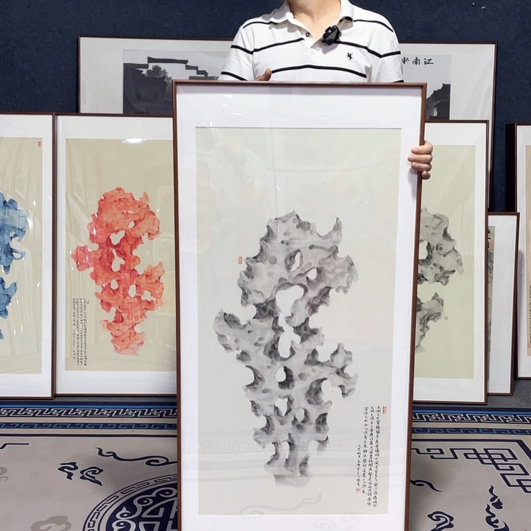 国画手绘画作品带框60/120