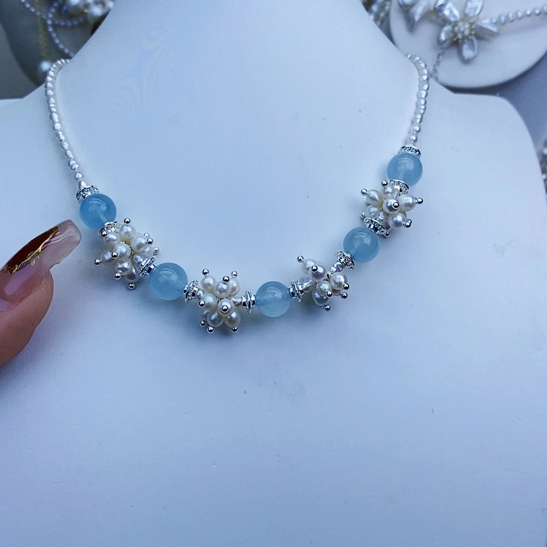 淡水珍珠颈饰银S925镶嵌