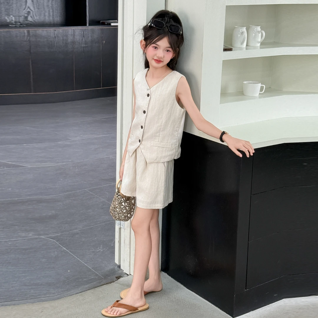 简约潮牌店铺儿童服装2025年款衣服女童装夏装套装6-12岁高级感15