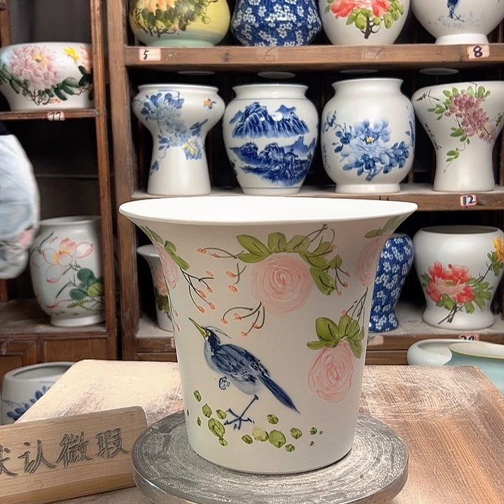 陶斗笠玫瑰陶瓷陶瓷