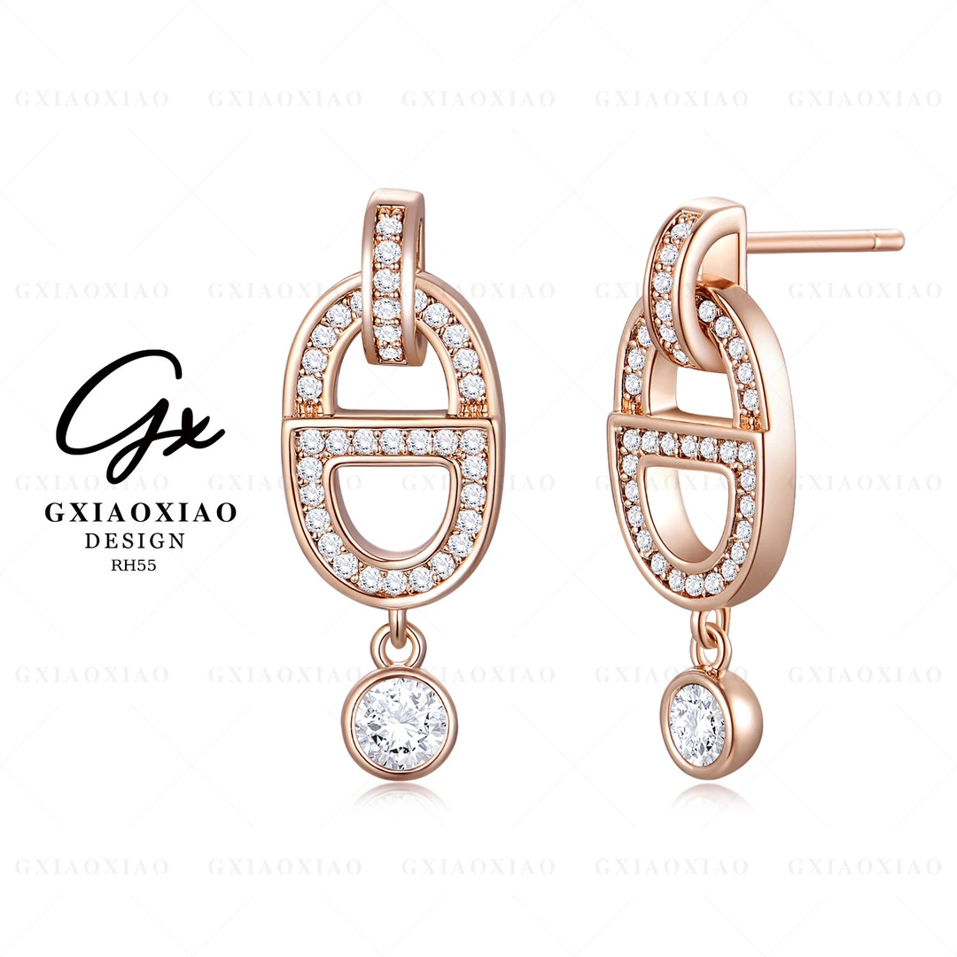 G XIAOXIAO 镀K金 【水滴精灵】轻奢气质百搭猪鼻子耳环 RH55