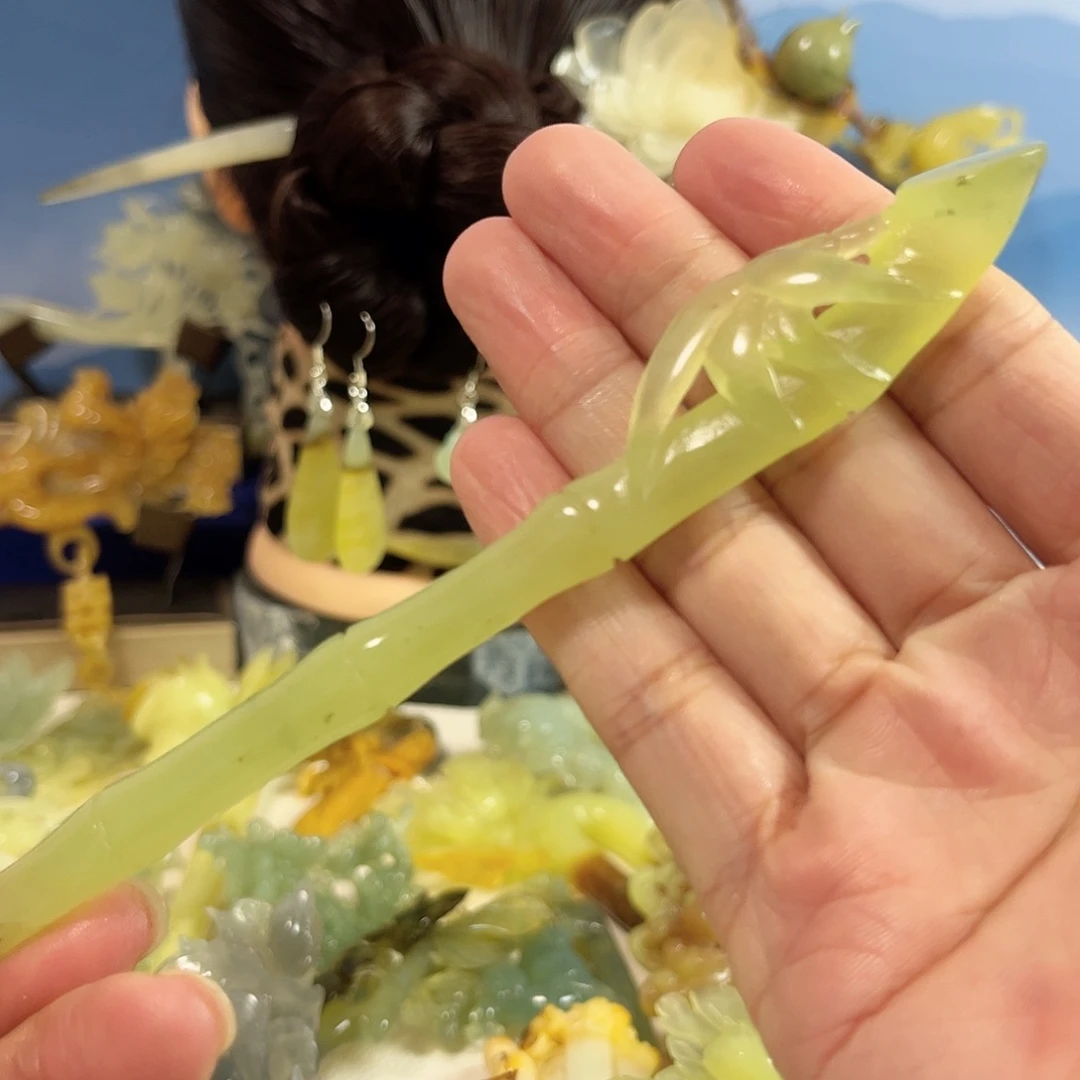 蛇纹石玉合金发饰