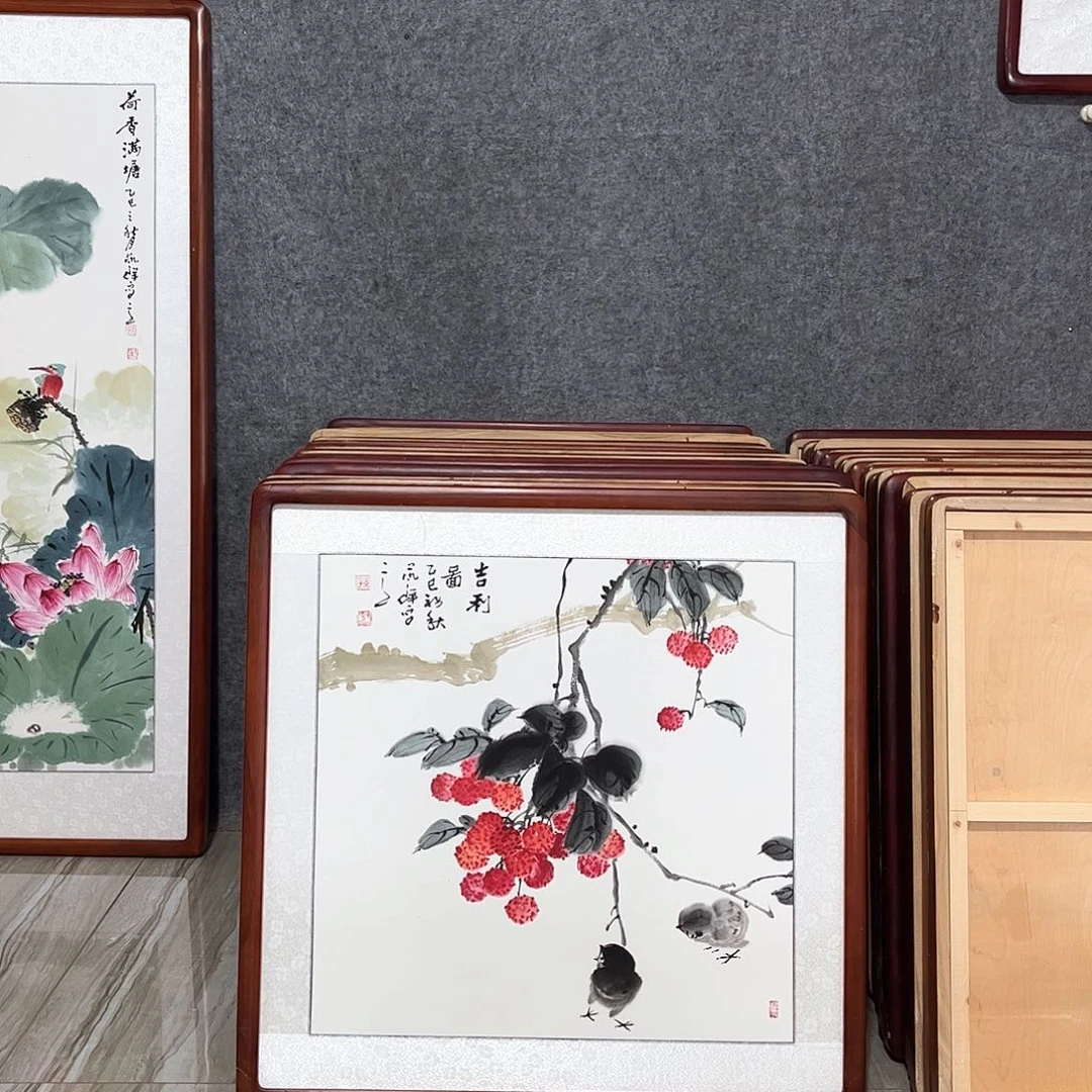 国画书画作品带框63×63