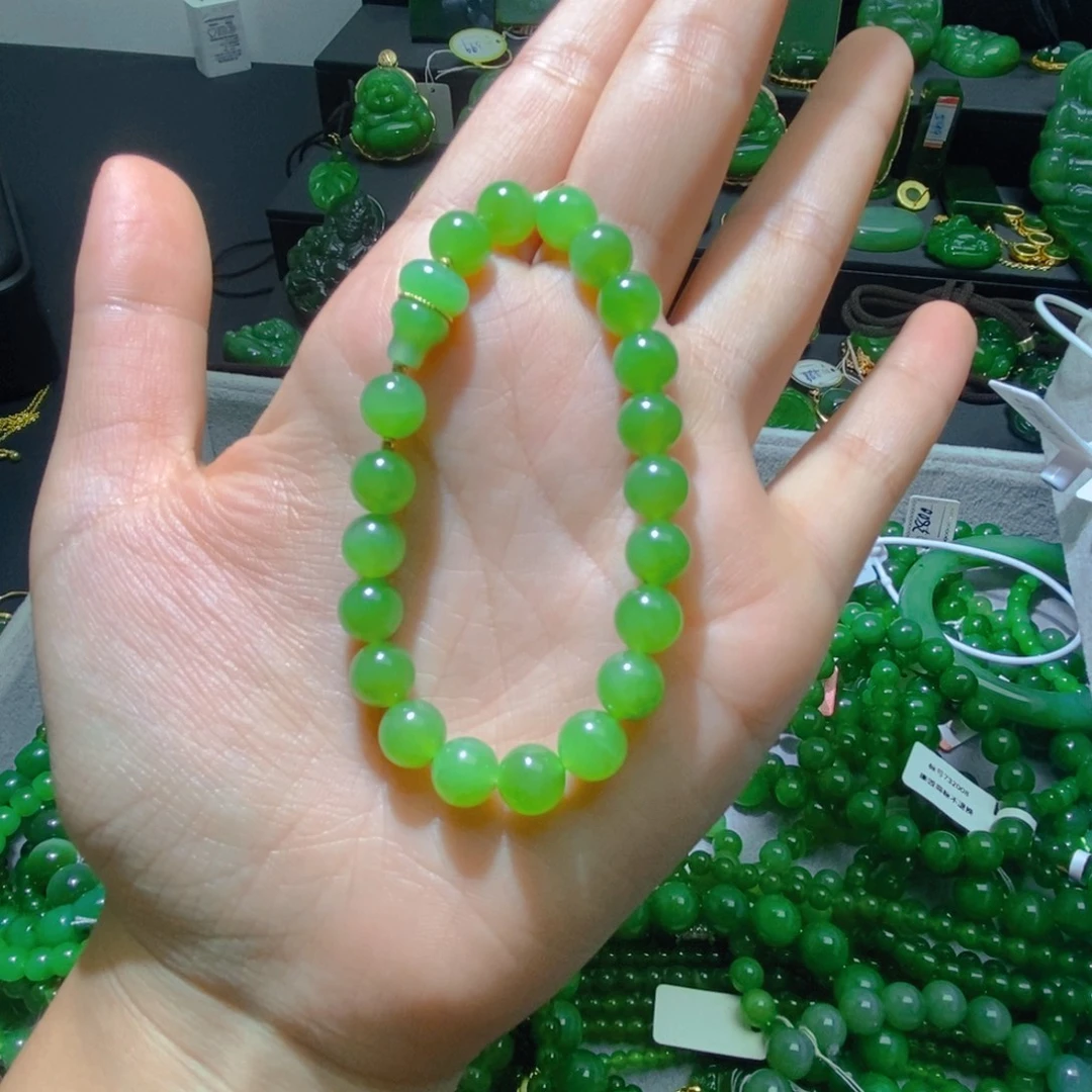 18K金镶嵌手串和田玉（碧玉）